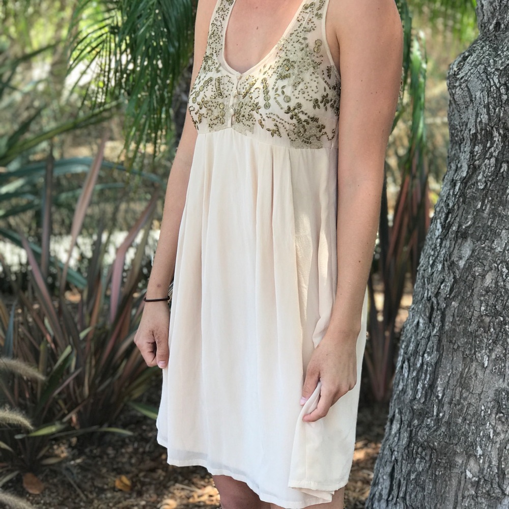 Light pink beaded Anthro dress